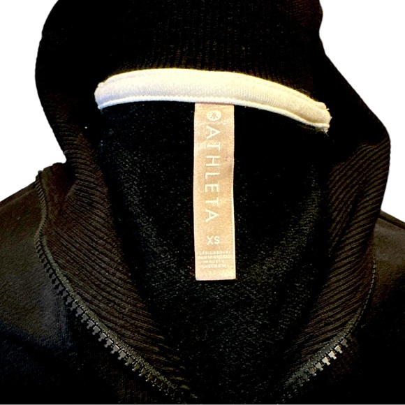 Athleta crosstown circa track sweatshirt dress black size XS zip neck & pockets - Picture 3 of 13